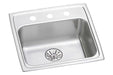 Elkay Lustertone Classic Stainless Steel 19-1/2" x 19" x 6-1/2" 3-Hole Single Bowl Drop-in ADA Sink with Perfect Drain®