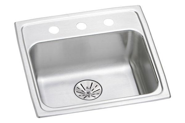 Elkay Lustertone Classic Stainless Steel 19-1/2" x 19" x 6-1/2" 3-Hole Single Bowl Drop-in ADA Sink with Perfect Drain®