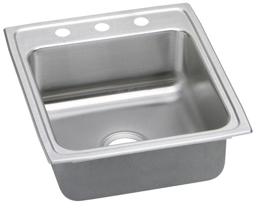Elkay Lustertone Classic Stainless Steel 19-1/2" x 22" x 6" 3-Hole Single Bowl Drop-in ADA Sink with Quick-clip