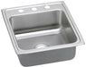 Elkay Lustertone Classic Stainless Steel 19-1/2" x 22" x 6-1/2" 3-Hole Single Bowl Drop-in ADA Sink with Quick-clip