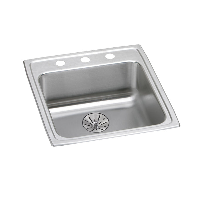 Elkay Lustertone Classic Stainless Steel 19-1/2" x 22" x 6-1/2" 1-Hole Single Bowl Drop-in ADA Sink with Perfect Drain®
