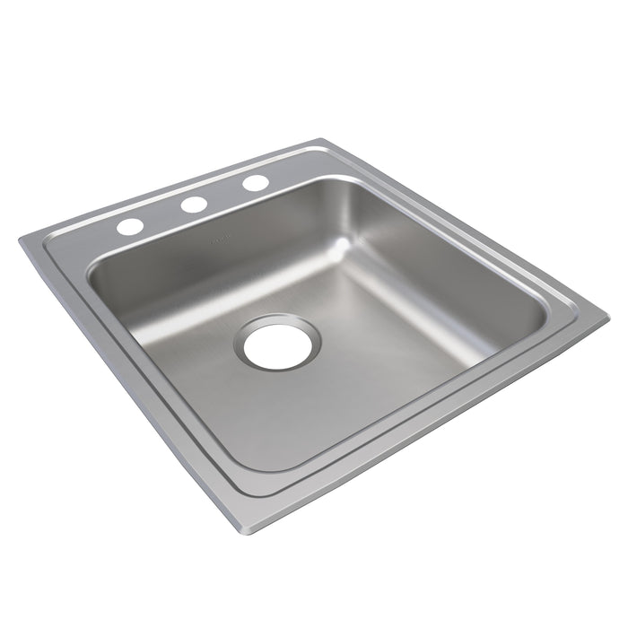 Elkay Lustertone Classic Stainless Steel 19-1/2" x 22" x 6-1/2" 3-Hole Single Bowl Drop-in ADA Sink
