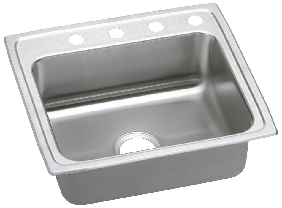 Elkay Lustertone Classic Stainless Steel 22" x 19-1/2" x 6" 4-Hole Single Bowl Drop-in ADA Sink w/Quick-clip