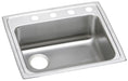Elkay Lustertone Classic Stainless Steel 22" x 19-1/2" x 6" 1-Hole Single Bowl Drop-in ADA Sink w/Left Drain