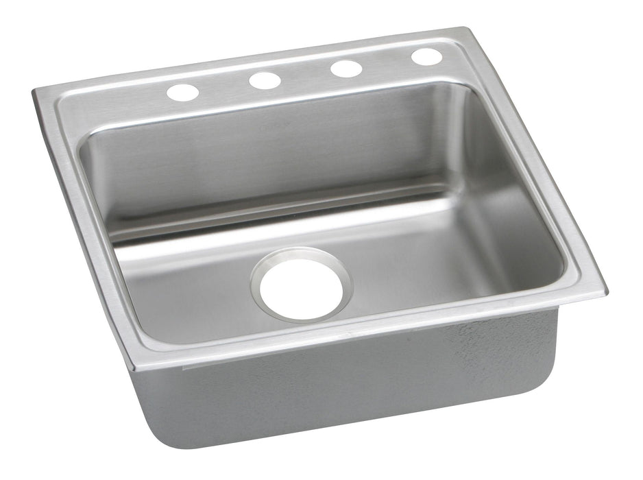 Elkay Lustertone Classic Stainless Steel 22" x 22" x 6-1/2" 1-Hole Single Bowl Drop-in ADA Sink with Quick-clip