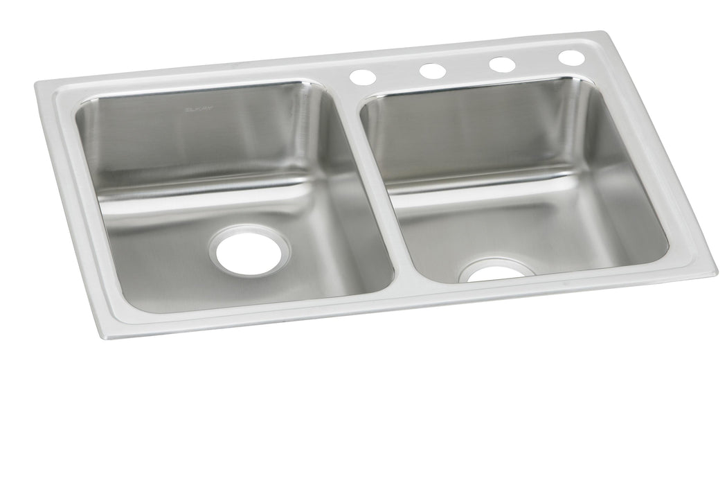 Elkay Lustertone Classic Stainless Steel 33" x 22" x 6-1/2" Offset 1-Hole Double Bowl Drop-in ADA Sink
