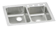 Elkay Lustertone Classic Stainless Steel 33" x 22" x 5-1/2" Offset 1-Hole Double Bowl Drop-in ADA Sink