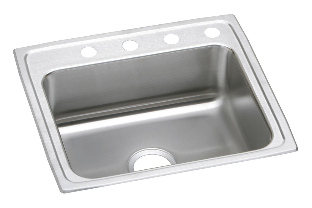 Elkay Lustertone Classic Stainless Steel 25" x 21-1/4" x 4" 3-Hole Single Bowl Drop-in ADA Sink with Quick-clip