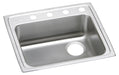 Elkay Lustertone Classic Stainless Steel 25" x 21-1/4" x 5-1/2" 4-Hole Single Bowl Drop-in ADA Sink w/Right Drain