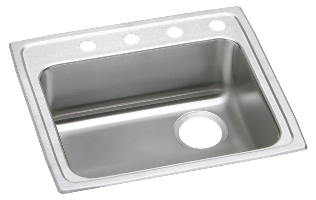 Elkay Lustertone Classic Stainless Steel 25" x 21-1/4" x 5-1/2" 3-Hole Single Bowl Drop-in ADA Sink w/Right Drain