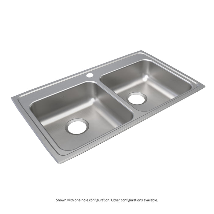 Elkay Lustertone Classic Stainless Steel 33" x 19-1/2" x 6" 3-Hole Equal Double Bowl Drop-in ADA Sink