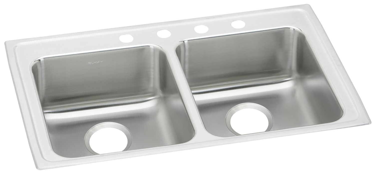 Elkay Lustertone Classic Stainless Steel 33" x 21-1/4" x 5" 1-Hole Equal Double Bowl Drop-in ADA Sink