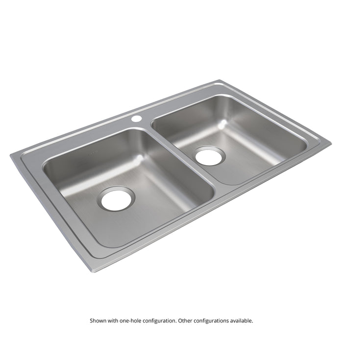 Elkay Lustertone Classic Stainless Steel 33" x 21-1/4" x 6-1/2" 4-Hole Equal Double Bowl Drop-in ADA Sink