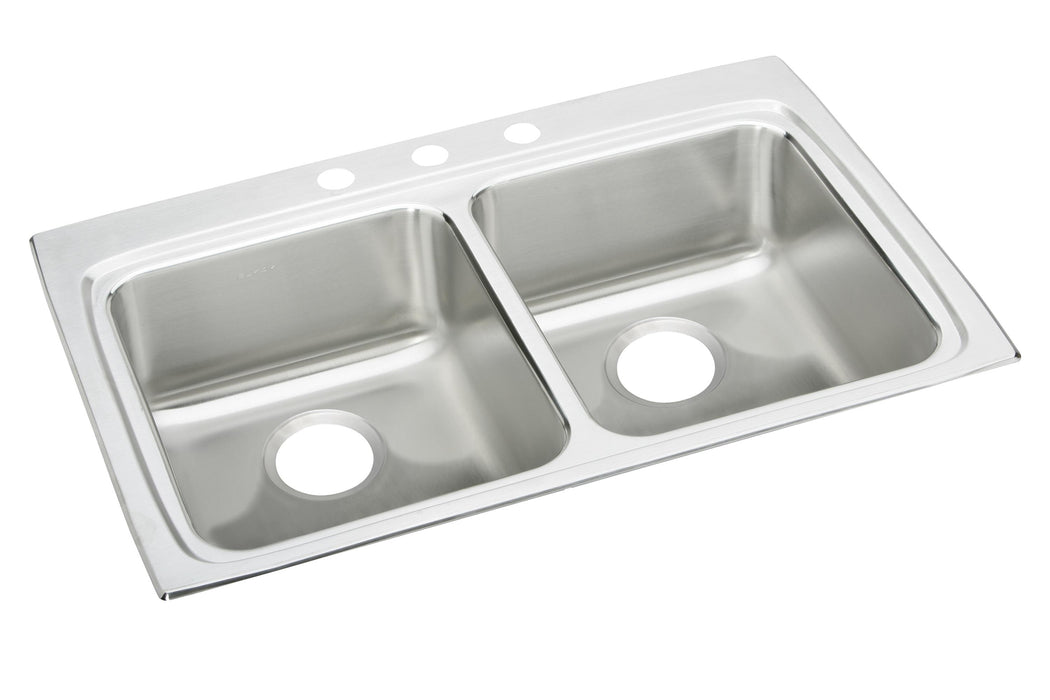 Elkay Lustertone Classic Stainless Steel 33" x 22" x 4" 1-Hole Equal Double Bowl Drop-in ADA Sink