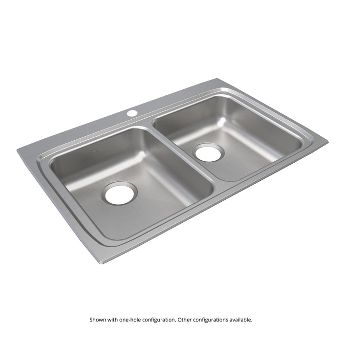 Elkay Lustertone Classic Stainless Steel 33" x 22" x 5-1/2" 1-Hole Equal Double Bowl Drop-in ADA Sink