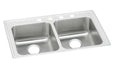 Elkay Lustertone Classic Stainless Steel 37" x 22" x 5-1/2" 1-Hole Equal Double Bowl Drop-in ADA Sink
