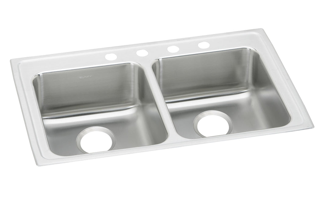 Elkay Lustertone Classic Stainless Steel 37" x 22" x 6" 2-Hole Equal Double Bowl Drop-in ADA Sink