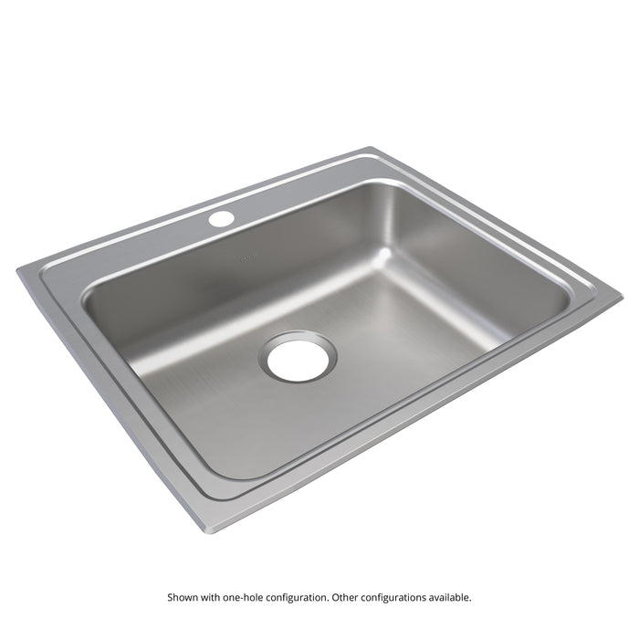 Elkay Lustertone Classic Stainless Steel 25" x 21-1/4" x 6-1/2" 2-Hole Single Bowl Drop-in ADA Sink w/Quick-clip