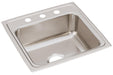 Elkay Lustertone Classic Stainless Steel 19-1/2" x 19" x 7-1/2" 3-Hole Single Bowl Drop-in Sink with Quick-clip