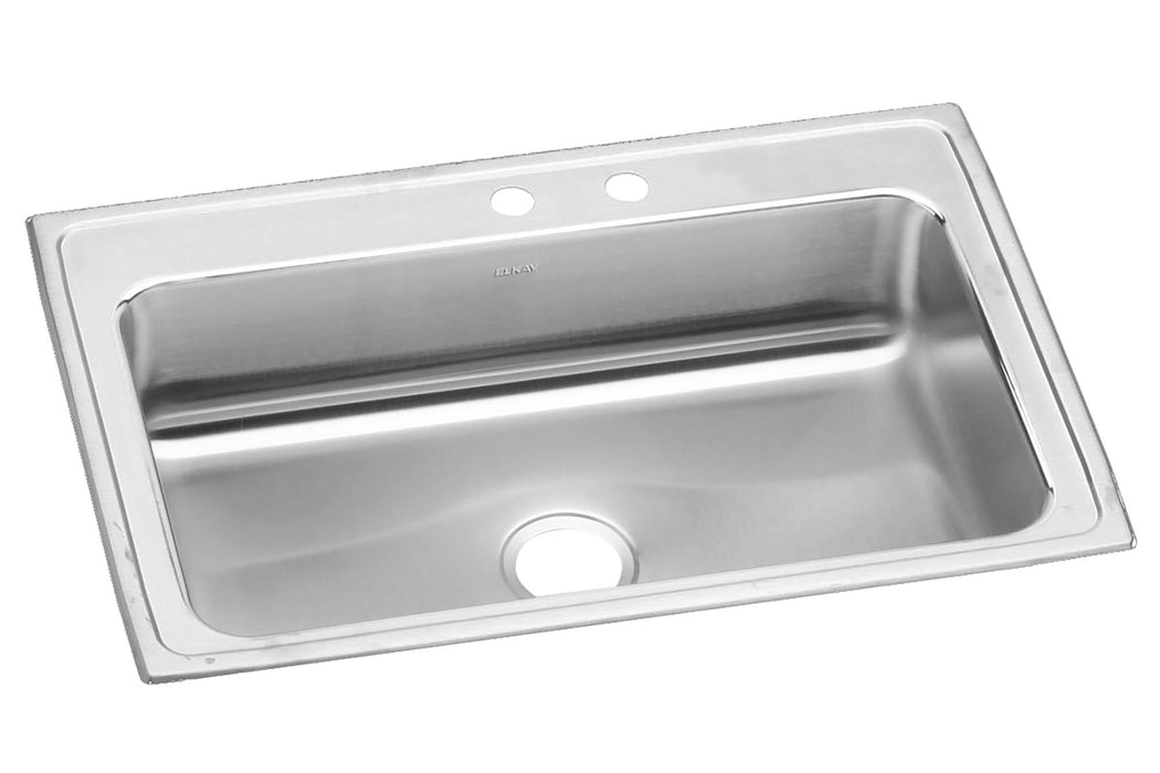 Elkay Lustertone Classic Stainless Steel 33" x 22" x 7-5/8" MR2-Hole Single Bowl Drop-in Sink