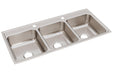 Elkay Lustertone Classic Stainless Steel 46" x 22" x 7-5/8" 2-Hole Triple Bowl Drop-in Sink
