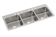 Elkay Lustertone Classic Stainless Steel 54" x 22" x 10-1/8" 6-Hole Triple Bowl Drop-in Sink