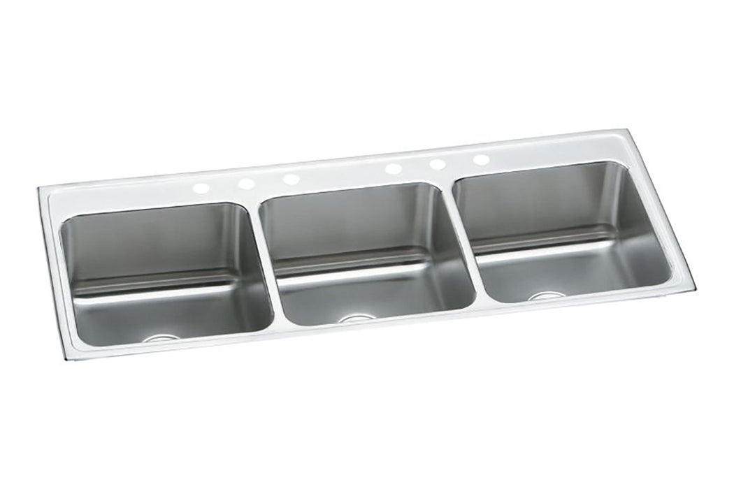 Elkay Lustertone Classic Stainless Steel 63" x 22" x 10-1/8" 2-Hole Triple Bowl Drop-in Sink