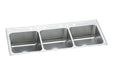 Elkay Lustertone Classic Stainless Steel 63" x 22" x 10-1/8" 3-Hole Triple Bowl Drop-in Sink