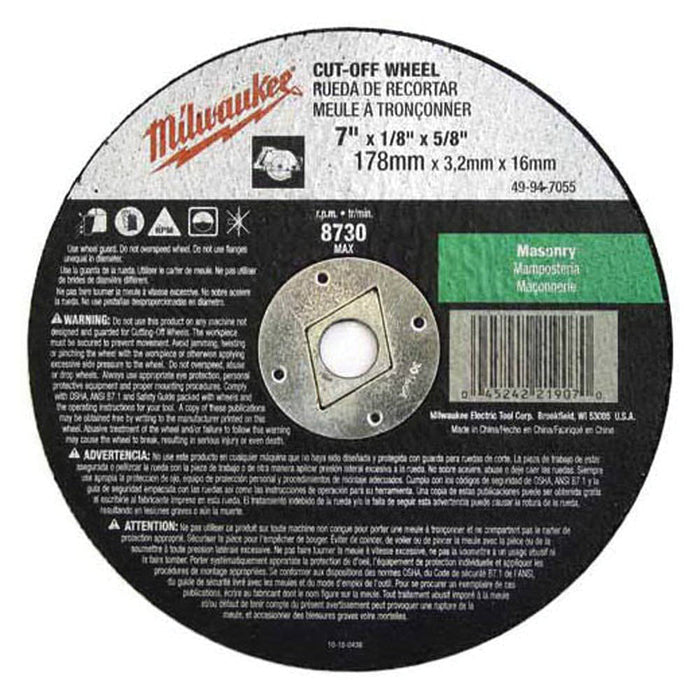 Milwaukee 49-94-7050 7" x 3/32" x 5/8" Cut-Off Wheel (Type 1)