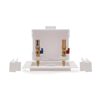 Oatey 38542 Quadtro Washing Machine Outlet Box With Hammer Arrester and 1/4 Turn Brass Ball Valve, PEX Connection