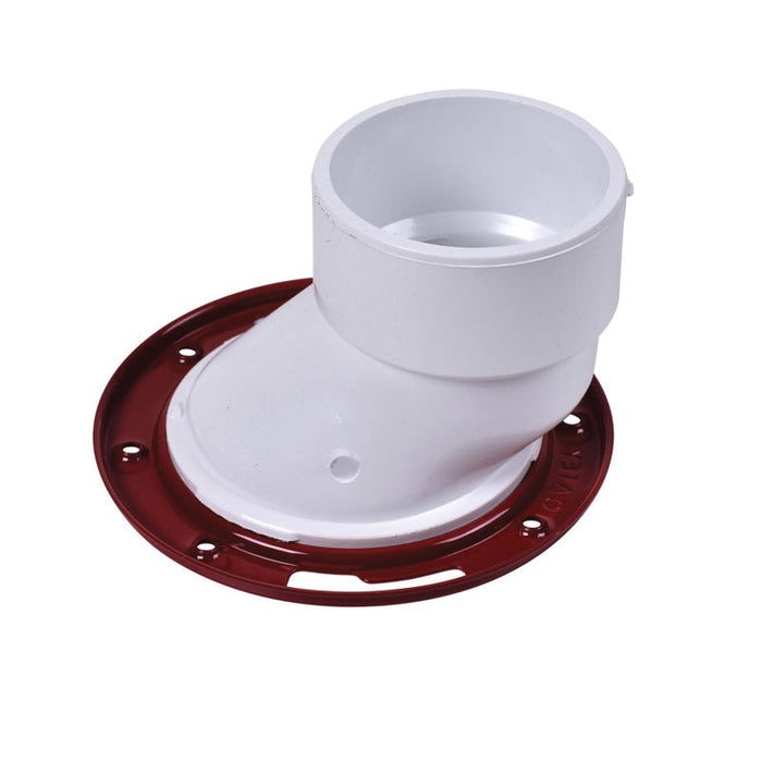 Oatey 43501 Level Fit Offset Closet Flange With Metal Ring, 3-1/2 in ID, 7 in OD, 4 x 3 in Pipe, PVC