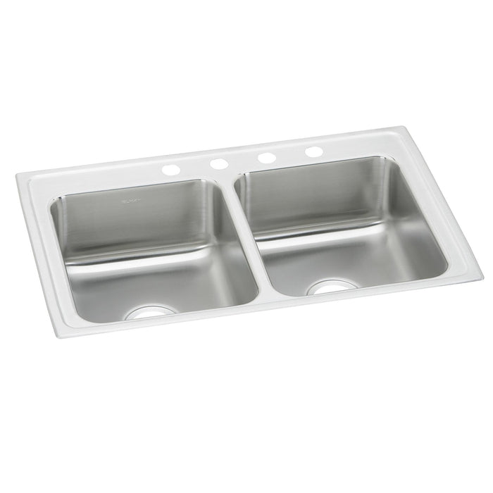 Elkay Celebrity Stainless Steel 33" x 19-1/2" x 7-1/8" 4-Hole Equal Double Bowl Drop-in Sink
