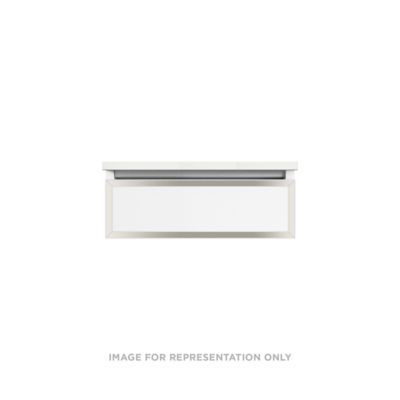 Robern Profiles Profiles Modular Vanity, 24" x 7-1/2" x 21", Matte White, Polished Nickel Frame, Full Drawer