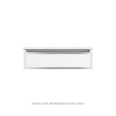 Robern Profiles Profiles Modular Vanity, 30" x 7-1/2" x 21", Matte Gray, Polished Nickel Frame, Full Drawer