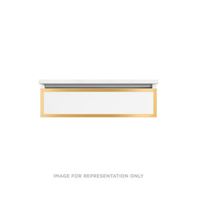 Robern Profiles Profiles Modular Vanity, 30" x 7-1/2" x 21", Satin White, Matte Gold Frame, Tip Out Drawer