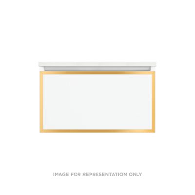 Robern Profiles Profiles Modular Vanity, 30" x 15" x 21", Tinted Gray Mirror, Matte Gold Frame, Full Drawer