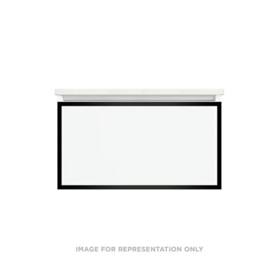 Robern Profiles Profiles Modular Vanity, 30" x 15" x 21", Satin White, Matte Black Frame, Full Drawer