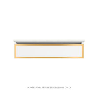 Robern Profiles Profiles Modular Vanity, 36" x 7-1/2" x 21", White, Matte Gold Frame, Plumbing Drawer