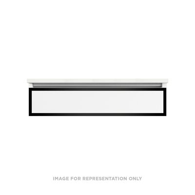 Robern Profiles Profiles Modular Vanity, 36" x 7-1/2" x 21", Matte White, Matte Black Frame, False Front Drawer, Selectable Night Light, 2700K/4000K Temperature (Warm/Cool Light)