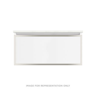 Robern Profiles Profiles Modular Vanity, 36" x 15" x 21", Matte Black, Polished Nickel Frame, Full Drawer