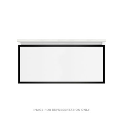 Robern Profiles Profiles Modular Vanity, 36" x 15" x 21", Satin White, Matte Black Frame, Plumbing Drawer