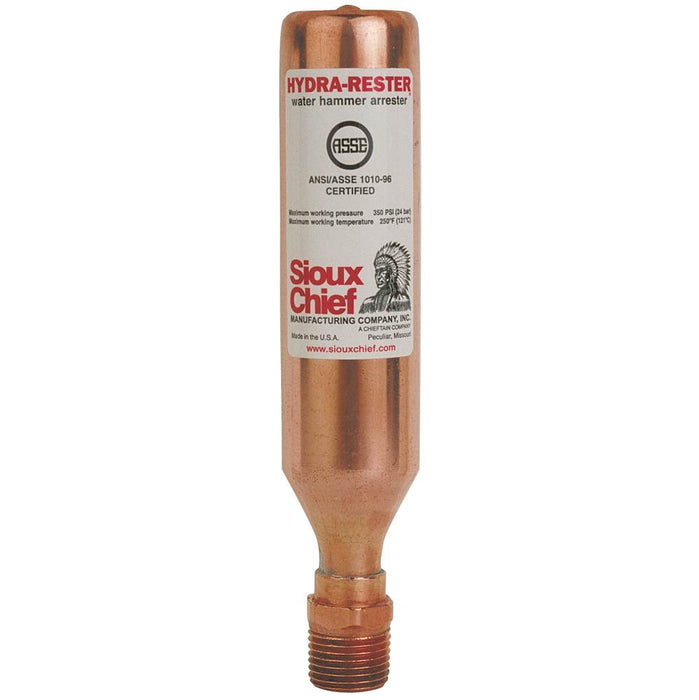 Sioux Chief 652-A HydraRester 650 Series Piston-Type Water Hammer Arrester, 1/2 in Connection, MNPT Connection, Copper