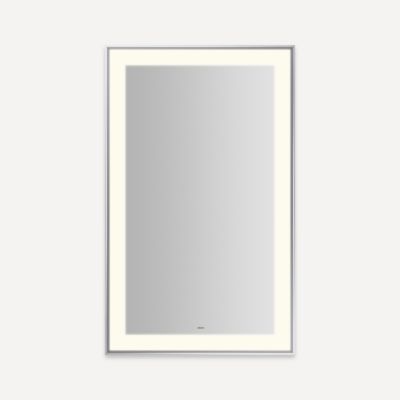 Robern Sculpt Lighted Mirror, 25” x 41” x 2-1/4", Slim Museum Frame, Perimeter Light Pattern, Warm White (3000K), Dimmable, Defogger, Title 24 Compliant