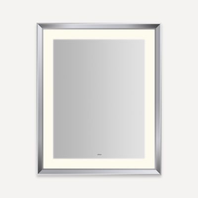Robern Sculpt Lighted Mirror, 27” x 33” x 2-5/16”, Chamfer Museum Frame, Perimeter Light Pattern, Warm White (3000K), Dimmable, Defogger, Title 24 Compliant