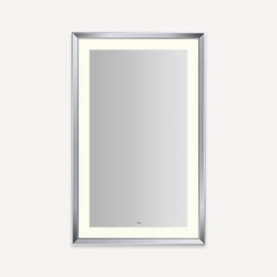 Robern Sculpt Lighted Mirror, 27” x 43” x 2-5/16”, Chamfer Museum Frame, Perimeter Light Pattern, Warm White (3000K), Dimmable, Defogger, Title 24 Compliant