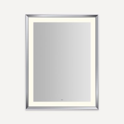Robern Sculpt Lighted Mirror, 33” x 43” x 2-5/16”, Chamfer Museum Frame, Perimeter Light Pattern, Warm White (3000K), Dimmable, Defogger, Title 24 Compliant