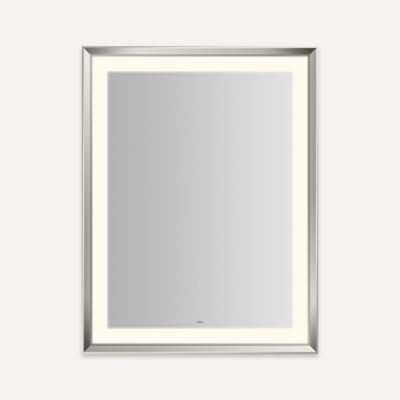 Robern Sculpt Lighted Mirror, 33” x 43” x 2-5/16”, Chamfer Museum Frame, Perimeter Light Pattern, Warm White (3000K), Dimmable, Defogger, Title 24 Compliant