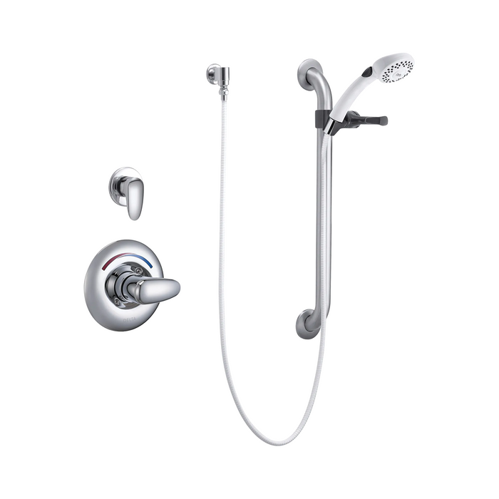 Commercial T13H T13H302 Universal Dual Shower Trim Diverter Hand Shower and Grab Bar - Chrome