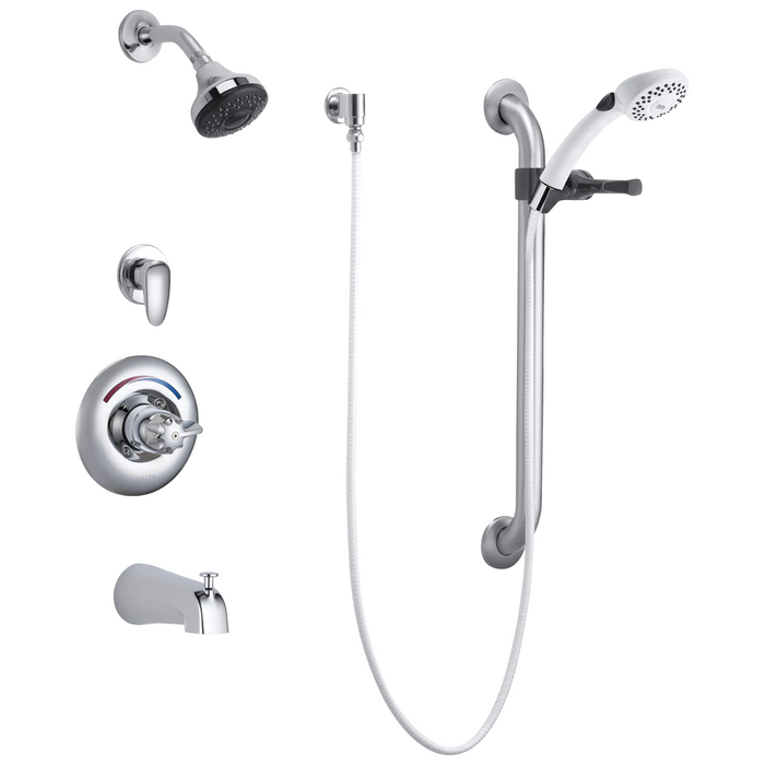Commercial T13H T13H932 Universal Tub and Dual Shower Trim Diverter Hand Shower and Grab Bar