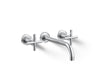 KOHLER Purist Wall-mount bathroom sink faucet trim with Cross handles, 1.2 gpm